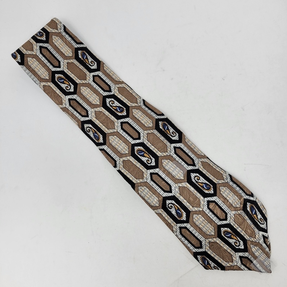 Givenchy Tie Men Necktie Silk Formal Paisley Honeycomb Monsieur Brown‎ Handmade